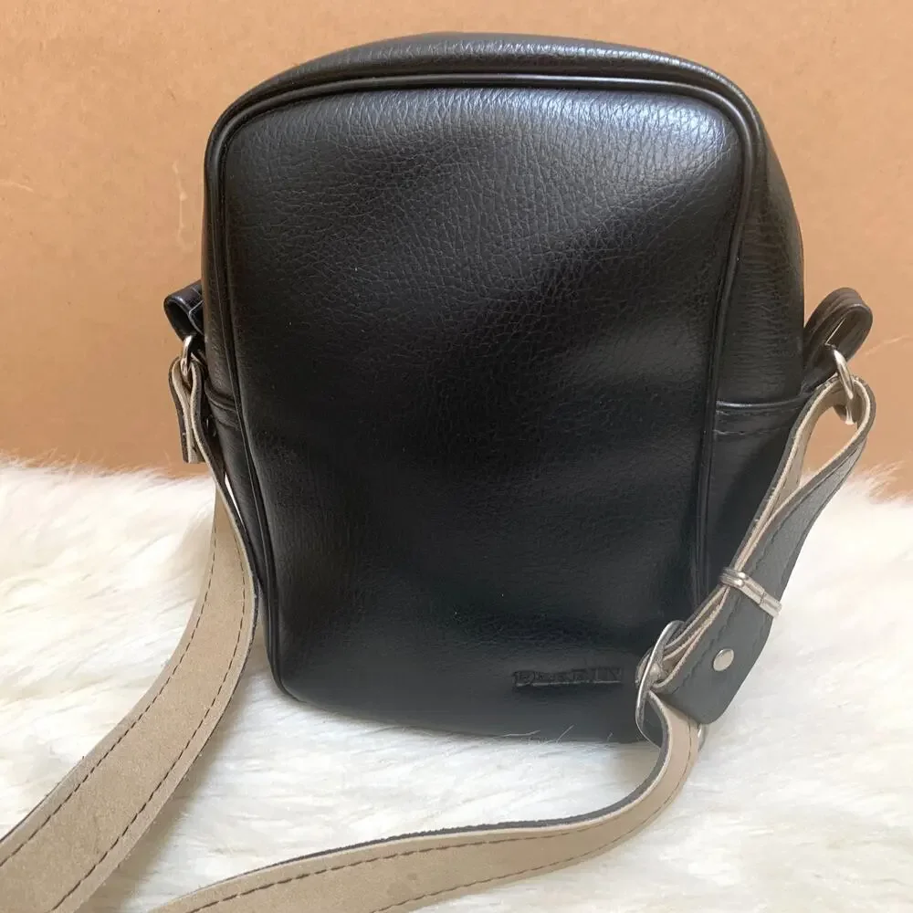 PERRIN Black Faux Leather Vintage NS Convertible Men's Xbody - Made in USA